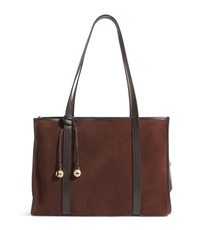 Sandro Suede Tote Bag In Brown