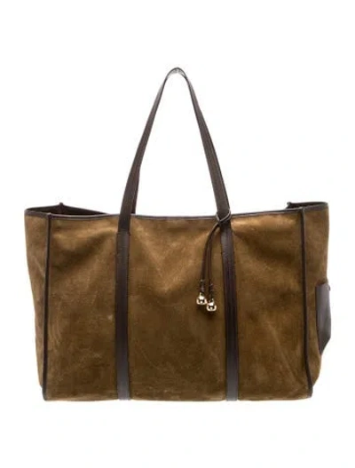 Pre-owned Sandro Suede Tote In Green