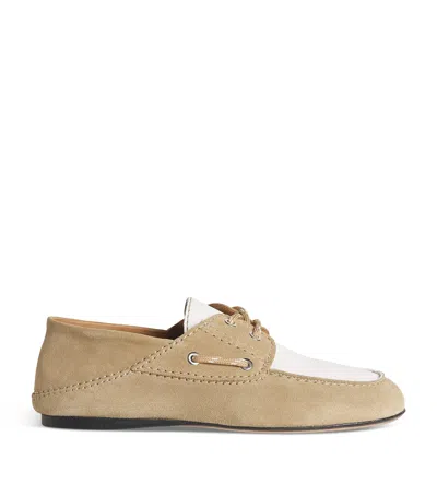 Sandro Suede Two-tone Boat Shoes In Black