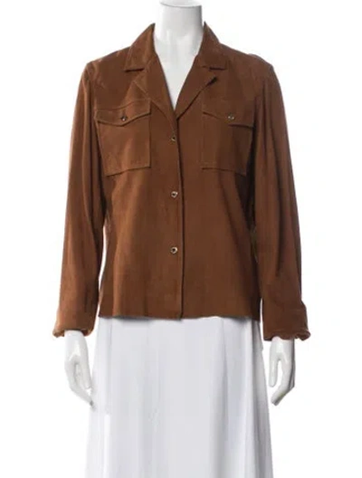 Pre-owned Sandro Suede Utility Jacket In Brown