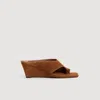 Sandro Square-toe Suede Sandals In Brown