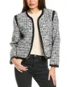 Sandro Cropped Tweed Jacket In White