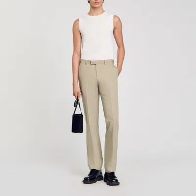 Sandro Suit Trousers In Light Kaki.