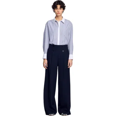 Sandro Suit Trousers In Navy Blue