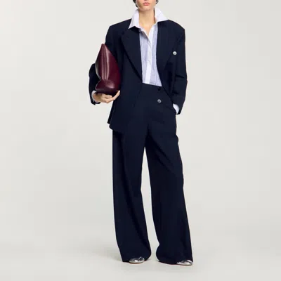 Sandro Suit Trousers In Navy Blue