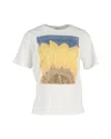 Sandro Sunflower Graphic T-shirt In Cream Organic Cotton In White