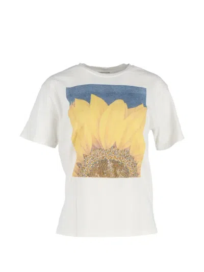 Pre-owned Sandro Sunflower-graphic T-shirt In White