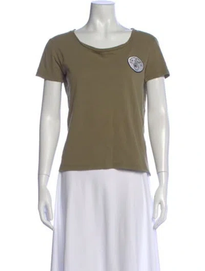 Pre-owned Sandro Supima Cotton Graphic Print T-shirt In Green