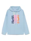 Sandro Graphic Oversized Pullover Hoodie In Blue