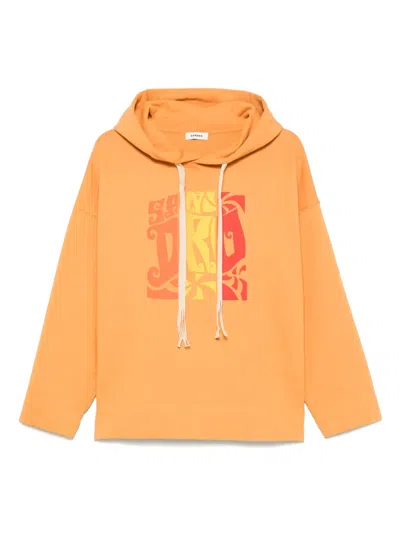 Sandro Graphic Oversized Pullover Hoodie In Orange