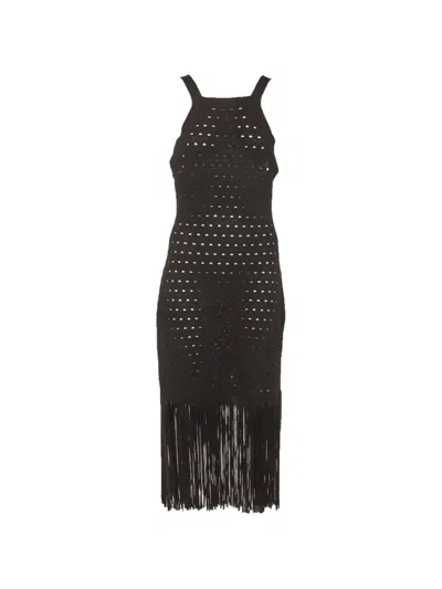 Pre-owned Sandro Susanne Midi Dress In Black
