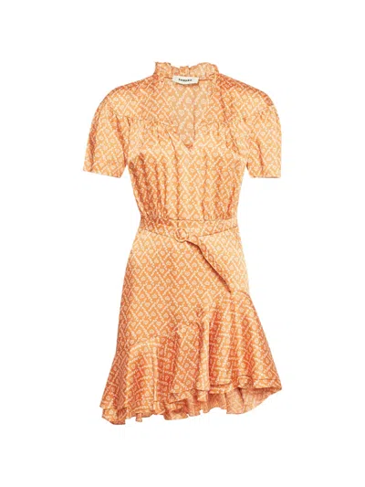 Pre-owned Sandro Suzen Ruffled Mini Dress In Orange