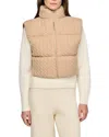 Sandro Womens Beige Short Sleeveless Cable-knit Wool Puffer Jacket In Nude