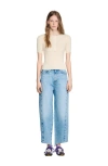 Sandro Sweater With Ribbed Button Placket In Blue