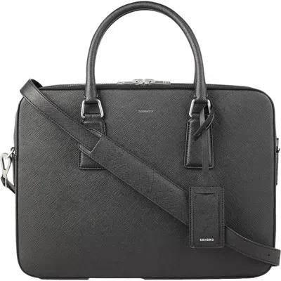 Sandro Synthetic Leather Briefcase In Black