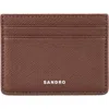 Sandro Synthetic Leather Cardholder In Black Brown