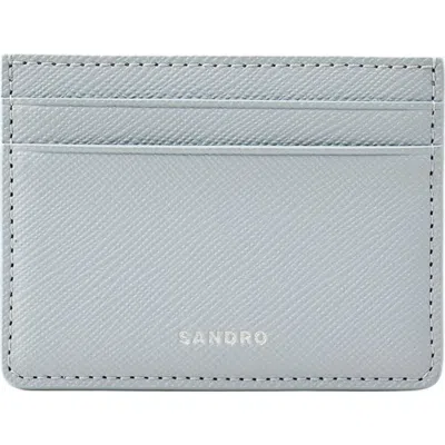 Sandro Synthetic Leather Cardholder In Blue Sky