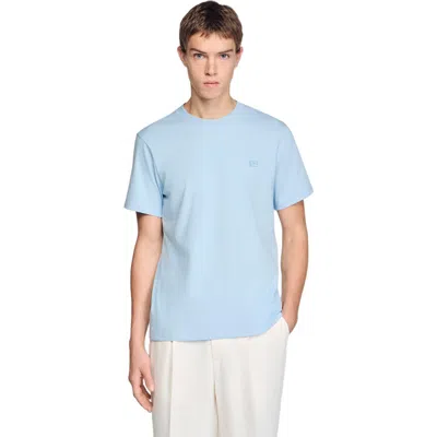 Sandro T-shirt With Double S Patch In Blue