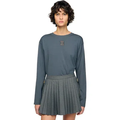 SANDRO SANDRO T-SHIRT WITH EMBROIDERY