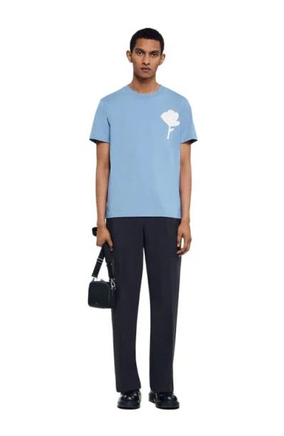 SANDRO SANDRO T-SHIRT WITH FLOWER PATCH