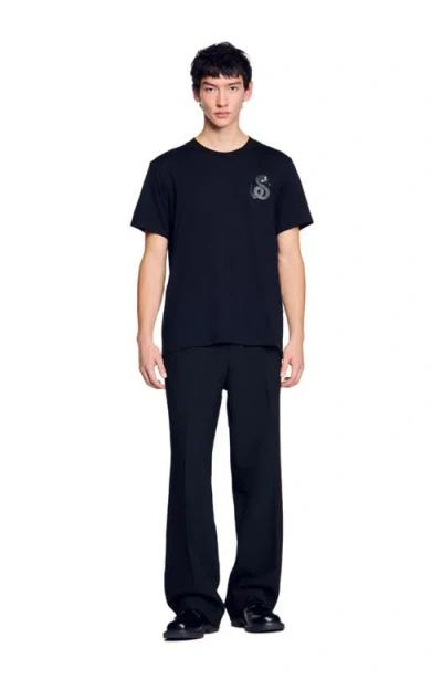 Sandro T-shirt With Snake Detail In Black