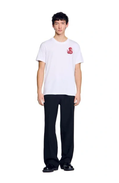Sandro T-shirt With Snake Detail In Optic White