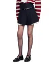 Sandro Tailored Ruffled Shorts In Black