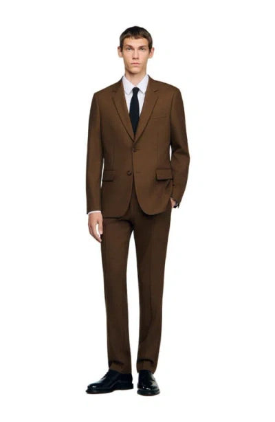 Sandro Heather Legacy Wool Blend Suit Jacket In Brown