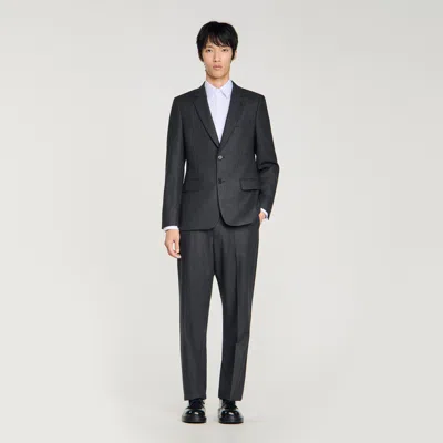 Sandro Tailored Virgin Wool Suit Jacket In Black