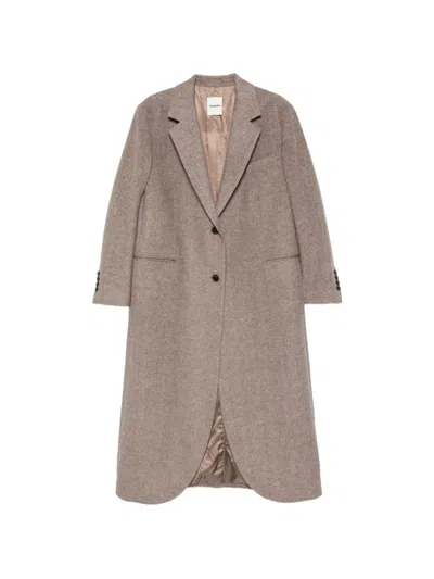 Sandro Tailored-collar Single-breasted Coat In Brown