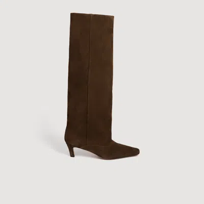 Sandro Tall Suede Boots In Brown
