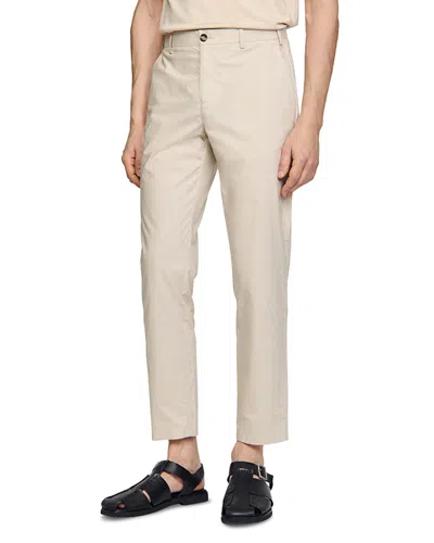 Sandro Talon Cotton Carrot Cut Pants In Light Grey