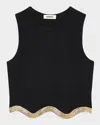 Sandro Cropped Sweater With Chain Detail In Black