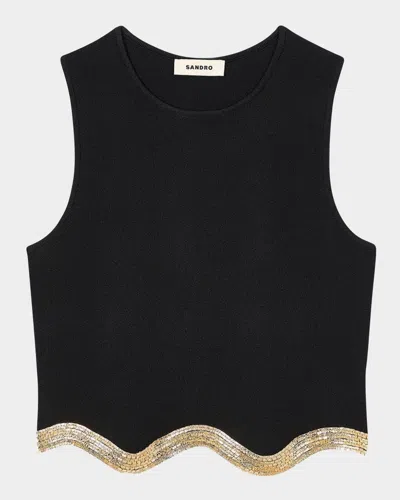 SANDRO TANGER WAVY TRIM TANK TOP