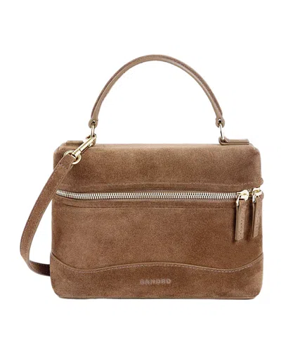 Sandro Tangolino Suede Bag In Brown