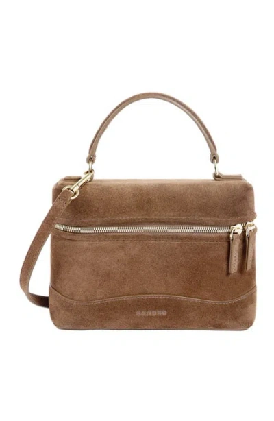 Sandro Tangolino Suede Bag In Brown