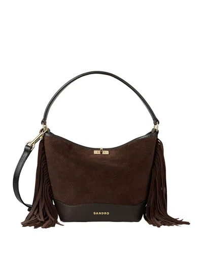 Sandro Tangoso Bucket Bag In Brown