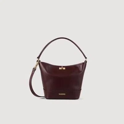 Sandro Tangoso Mini Leather Bag In Burgundy