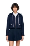 Sandro Technical Hooded Jacket In Blue