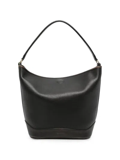 Sandro Teckel Leather Shoulder Bag In Brown