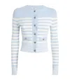 Sandro Terry-knit Striped Cardigan In Blue