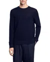 Sandro Textured Crewneck Sweater In Navy Blue