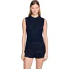 Sandro Textured Cropped Knit Sweater In Blue
