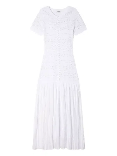 Sandro Textured Embellished Knitted Dress In White