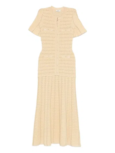 Sandro Rhinestone Knit Maxi Dress In Yellow