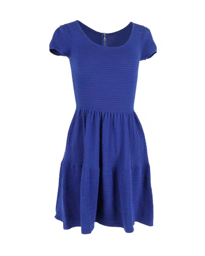 Sandro Textured Knit Mini Dress In Blue Cotton