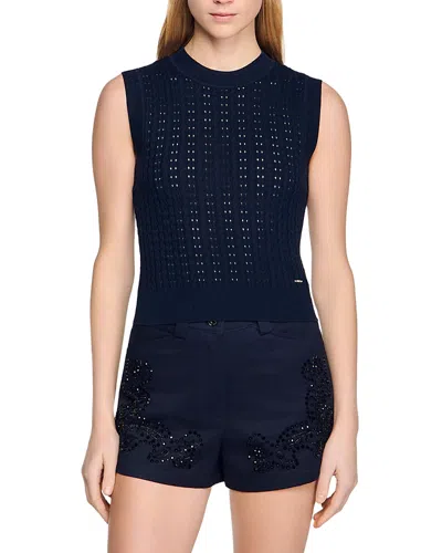 SANDRO TEXTURED KNIT SWEATER