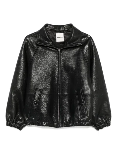 Sandro Jacke Aus Strukturiertem Leder In Black
