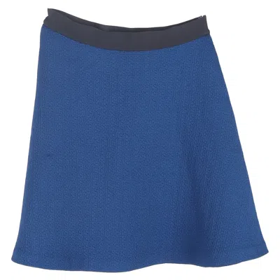 SANDRO SANDRO TEXTURED MINI A-LINE SKIRT IN NAVY BLUE POLYESTER