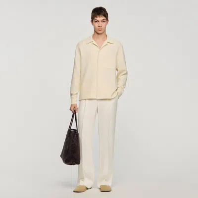 Sandro Textured Shark Collar Shirt In Neutral